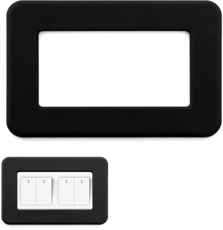 Xgvzs 1 Pcs Light Switch Surround Black Double Socket Surround Square Shape Decorative Frame Stickers for Home Decoration