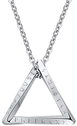 TQHGM Chain for Women Men's Stainless Steel Pendant Triangle Geometric Steel Color Triangle English Interesting Ring Holder for Women