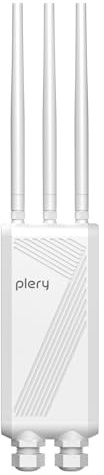 PLERY BE3600 Repetidor WiFi Largo Alcance Exterior, Punto de Acceso WiFi | 3*5dBi Antenas | Doble Banda 5G/2,4GHz | IP66 | PoE | WPA3 | Puertos Gigabit Amplificador Señal WiFi 7 Exterior