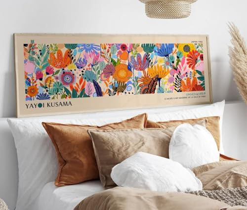 XINBAO Schmale, horizontale Kunstdrucke – Beigefarbenes Poster im Bohème-Stil für rustikale Wohndekoration, Große vertikale Leinwandposter für die Wandgestaltung (40 x 120 cm/Innenrahmen)