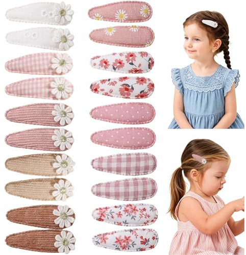 Aribliseza Haarspangen,20 stück, Haargummis für Mädchen, Haarschmuck mit Schleife, Blumen Haarklammern für Kinder & Kleinkinder, Rutschfeste Haarspangen für Mädchen