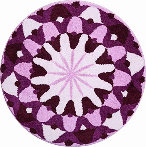 Grund Badteppich 100% Polyacryl, ultra soft, rutschfest, ÖKO-TEX-zertifiziert, 5 Jahre Garantie, WISSEN, Badematte 80 cm rund, lila