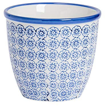 Nicola Spring Handgedruckter Pflanzentopf - 14cm - Marine