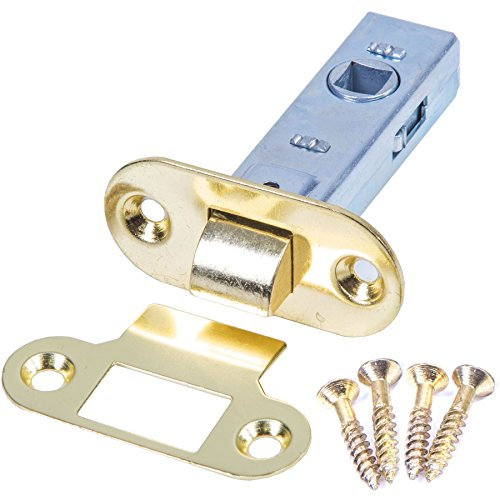 Brass Tubular 63mm Mortice Latch - Round Face Plate Door Handle Catch + Fixings