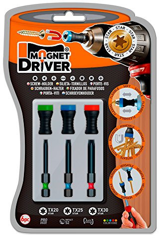 MAGNET DRIVER B33 TX Set aus TX Bits und Magnethalterungen, 3 Stück Bits für TX Typ Schraubendreher mit Schraubenhalter