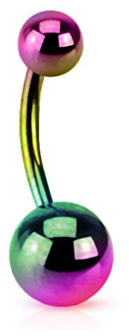 viva-adorno® Bauchnabel Piercing Banane Edelstahl Chirurgenstahl Bananabell Z497, Regenbogen