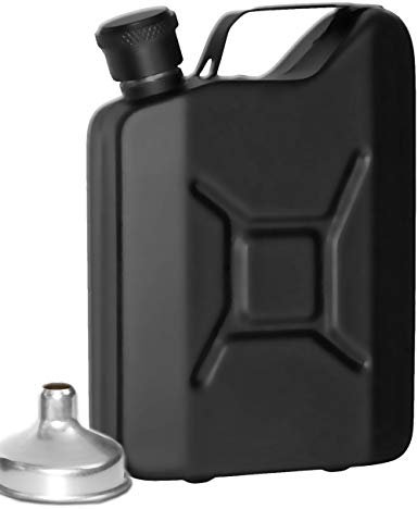 OUTDOOR SAXX - Edelstahl Flachmann SPRIT Benzin-Kanister Optik, Taschen-Flasche, Trink-Flasche, Schnaps-Flasche, Tolle Geschenk-Idee in Geschenk-Box, 150 ml, schwarz
