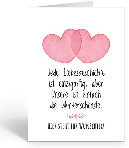 Große Ich Liebe Dich XXL-Karte zum Aufklappen PERSONALISIERT - 2 Herzen mit Wunschname Wunschtext - mit Umschlag/Edle Design Klappkarte/Geburtstag/Valentinstag