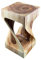 FaHome Tabouret en Bois Tourné Courbé de Saman Naturel - Table d'Appoint, Meuble à Fleurs Massif, Pièce Unique de Rangement