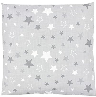 TupTam Kinder Kissenhülle Kissenbezug Dekorativ Gemustert Kinderzimmer, Farbe: Sterne Weiß/Grau, Größe: 40 x 40 cm