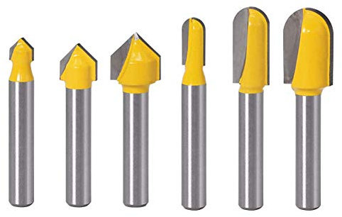 Bestgle 3pcs 1/4 Shank Core Cove Box Deep Round Nose Router Bit and 3pcs 1/4” Shank 90 Degree V Groove Router Bit Woodwroking Cutter Tool