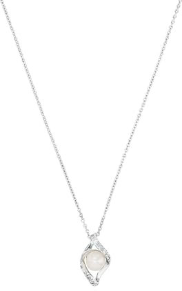Amor Kette mit Anhänger 925 Sterling Silber Damen Halsschmuck, mit Zirkonia synth., mit Süßwasserzuchtperle, 42+3 cm, Silber, Kommt in Schmuck Geschenk Box,