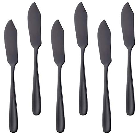 Buyer Star Stainless Steel Butter Knives 6 Pieces, Black Cheese Spreaders 6.1 inches, Serving for Jam Cheese Butter Cream
