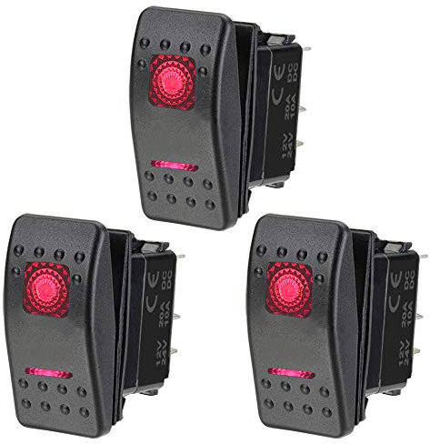 ETOPARS 3 X Robusto Motor Auto Interruttore Pannello di Controllo Due luci Rosso Acceso SPENTO 5Pin SPST Interruttore a levetta Impermeabile 12V 20A 24V 10A