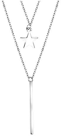 Sofia Milani - Collar para Mujeres en Plata de Ley 925 - Cadena de Capas - Colgante de Barra Triángulo - 50316