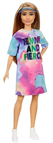 Barbie GRB51 - Fashionista Puppe mit Tie Dye Kleid, Spielzeug für Kinder ab 3 Jahren