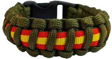 Pulsera Paracord Verde con la Bandera de españa (S)