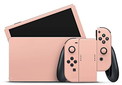 Skins4u Skin Design Folie kompatibel mit Nintendo Switch Konsole & Controller V1 Aufkleber Skins Wraps Decal Solid-State-Peach