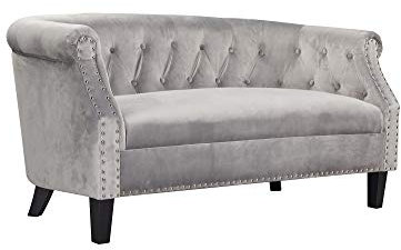 Happy Home Company 13623 Sofa Couch Samt Silber - grau 140 cm