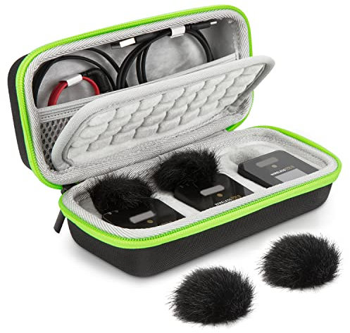 YOUSHARES Hard Carring Case with 2 Packs Windscreen Muff for Røde Wireless Go II Microphone - Flocking Mic Carring Case Windshield Compatible with Rode Wireless GO 2 Microphone