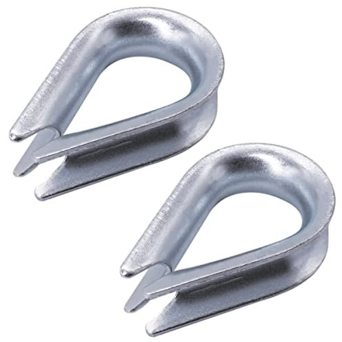 Lot de 2 cosses de câble galvanisées DIN 6899B - 14 mm - Pour câbles en acier - Pour gréement de câbles - 14 mm