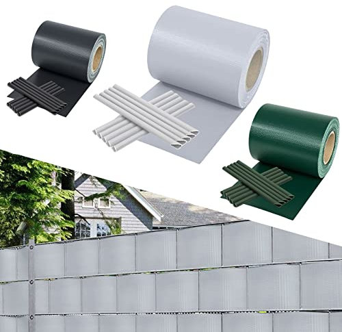 Yakimz Sichtschutzstreifen für doppelstabmatten, 140m x 19cm PVC sichtschutz, inkl.120 clips, Sichtschutz zaun Wetterfest, 450g/m², für gartenzaun Balkon doppelstabmattenzaun, Grau