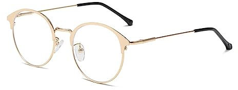 LIPIODOL Brille mit Blaulichtfilter Clear Rund Computerbrille ohne Sehstärke Blaulifilter Computer Brille UV400 Blaulicht Schutzbrille Retro Metallgestell Brillenfassung