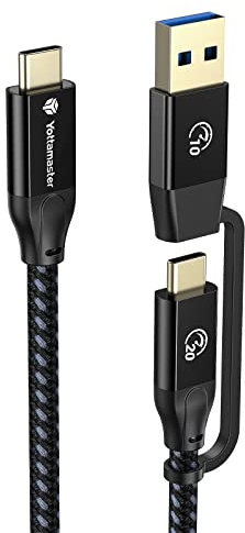 Yottamaster Cavo USB C 0.3m Corto Cable Telefono USB C TO A Gen2x2 Ricarica Rapida Caricabatterie Cellulare Cavo 2 Multi Type A Charger For PS4, Samsung Smartphone, Tablet Samsung, iPad and More