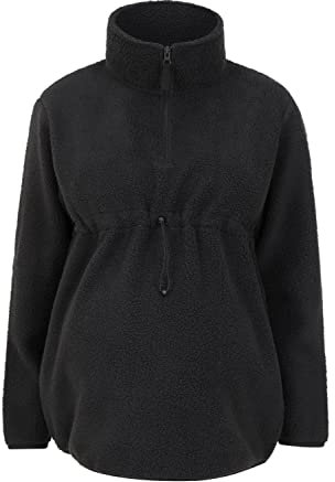 Mountain Warehouse Cosy Maternity Sherpa Half-Zip Fleece - Sherpa Lined Womens Anti-Pill Sweathshirt - For Spring Summer, Outdoors, Holiday, Walking & Hiking Black 10