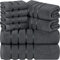 Utopia Towels - Ensemble de 8 Serviettes de Luxe 2 Serviettes de Bain 2 essuie-Mains et 4 débarbouillettes Ensemble de Serviettes très absorbantes filé à l'anneau (Gris)