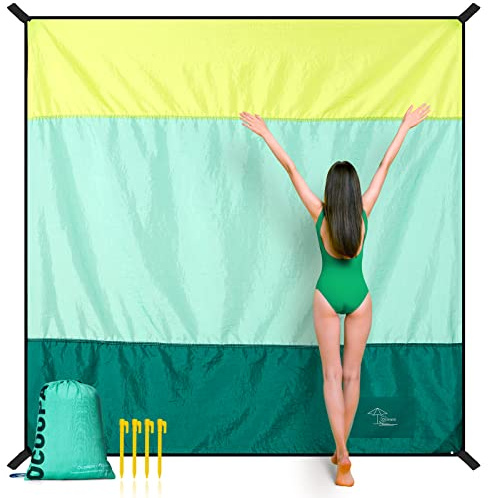 OCOOPA Stranddecke Sandfrei Super Groß 280x300 cm, Sanddicht Wasserdicht, Weiches Bequemes Langlebiges Material, Breite Streifen, Leicht Kompakt für Picknick