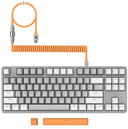 MAMBASNAKE AK873 Mechanische Tastatur zum Selbermachen, Spiralkabel, 22 Tasten RGB Hintergrundbeleuchtung, schwimmende Tastenabdeckung, 87% Tastatur mit Abnehmbarer Magnetabdeckung, für Gamer…