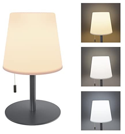 Led Outdoor Akku Tischlampe, Dimmbar Akku Tischleuchte, USB Aufladbar Tischleuchte Kabellos, Dimmbares Nachttischlampe, IP44 Wasserdicht, Led Outdoor Lampe für Schlafzimmer oder Büro. (Grau)