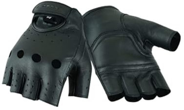 BLACKWILD Fingerlose Handschuhe | Ohne Finger Leder Motorradhandschuhe Herren und Damen| Fingerlos Fahrradhandschuhe,Gym Fitness Handschuhe auch für MTB und Taktische (Schwarz, XS)