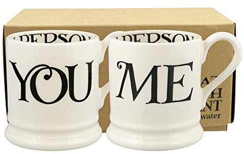 Emma Bridgewater Black Toast You & Me Set of 2 1/2 Pint Mugs (Boxed)