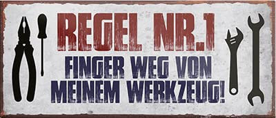 Magnet ''Regel Nr-1 Finger weg von meinem Werkzeug'' 9,3x4cm Geschenk Lustige Sprüche Feier Vintage Retro Geburtstag Deko Party Überraschung Fan Mechaniker Auto Motorrad Werkstatt