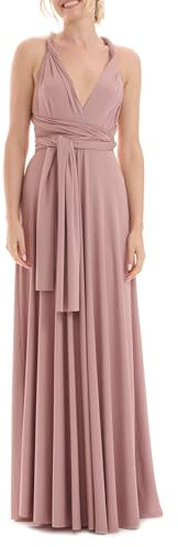 Juvell Brautjungfernkleider lang - Infinity Dress Maxi - Abendkleider elegant-festlich - Multiway-Wickelkleid - Hochzeit-Abiball-Bridesmaid - 1000 (40-44, Altrosa)