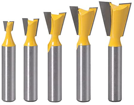 5PCs Dovetail Cutter, Router Bits, 8mm Shank Dovetail Router Bit, Shank Dovetail Joint Bearing Router Bits, Milling Cutter Tools for Woodworking Cutter