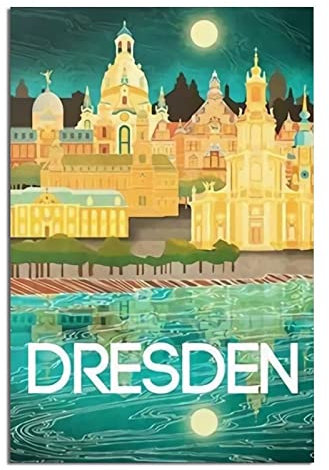 Dresden Allemagne Vintage-Reise-Poster, 20 x 30 cm, Leinwanddruck für Wohnzimmer, Schlafzimmer, Wohnheim, Zuhause, Büro, Wanddekoration