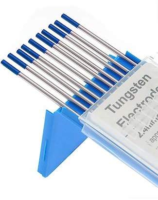 10 Pcs Welding Tungsten Electrodes, 2.4 * 150mm Tig Welding Electrodes Rod, WL20 Lanthanated Tungsten 2% Blue Tip for Alloy, Aluminum, Metal