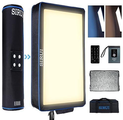 SIRUI Luz LED de vídeo automática Inflable Bicolor, 100 W, softbox, iluminación de vídeo, Control de aplicación/Tablero, Regulable, 2800-8500 K, 12 Efectos de iluminación para Youtube, fotografía al