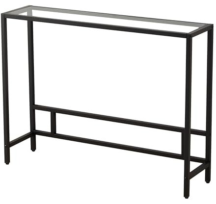 MAJARO Kleiner moderner Konsolentisch für den Eingangsbereich, gehärtetes Glas mit schwarzem Metallrahmen, Sofatisch für Wohnzimmer, Flur