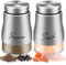 Salière et Poivrière Set Acier Inoxydable - 5 Onces Poivriere Petit, Saliere en Verre, Pots à épices, pour La Maison ou La Cuisine, Épices, Restaurant - Argent