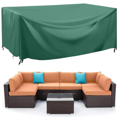 LXHFSH Garden Furniture Cover 240x180x80cm Outdoor Patio Table Covers Waterproof, 420D Oxford Tear-Resistant Green Large Furniture Protective Cover Windproof,Anti-UV Rectangular Table and Chair Set