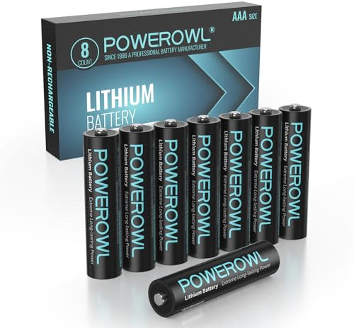Batteria POWEROWL 1,5 V AAA per dispositivi high-tech batterie al litio ad alta capacità di lunga durata (non ricaricabili) (8 x AAA)