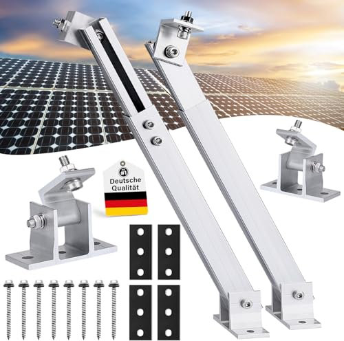 Lutranstra Soporte de Panel Solar,Soporte de Panel Solar,Soporte de Inclinación Solar Para Montaje de Paneles Solares, Para Tejados Planos, Montaje en Pared, Balcón, Caravanas (0-60°(1 Par))