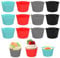Bekecidi Ramequins pour friteuse à air, 12 pièces accessoires de moule à œufs en silicone de qualité supérieure, grands moules à muffins polyvalents pour la cuisson (bleu, gris, noir, rouge)