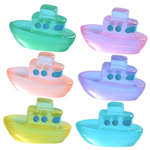 IWOWHERO 6 Stück Mikrolandschaft Kreuzfahrtdekoration Bootsminiaturen Aquarium Miniboot Miniaturharz Bootsdekoration Miniaturboot Ornamente Miniatur Strandzubehör Miniaturboote