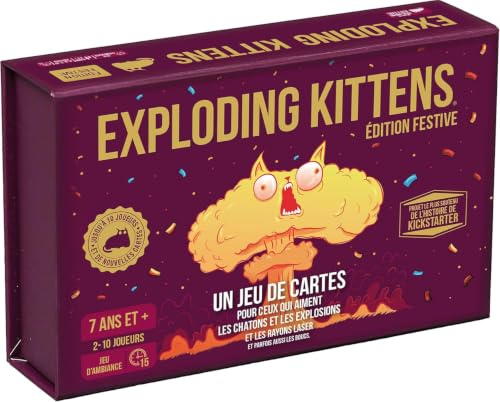 Asmodee | Exploding Kittens – Festive Edition | Kartenspiel | lustig für Erwachsene und Kinder ab 7 Jahren | Gesellschaftsspiel mit Kätzchen & Explosionen | 15 Minuten | 2 bis 10 Spieler | auf