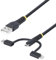 StarTech.com Cavo di Ricarica USB da 1m, Da USB a Lightning/Micro-USB/Type-C, Apple MFi, Cavo USB 3-in-1